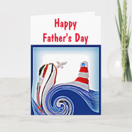 Tarjeta Pintura náutica de barco faro Día del padre