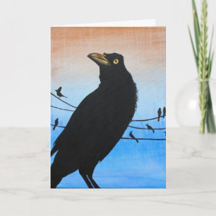 Tarjeta Pintura negra de la fauna del pájaro de Grackle