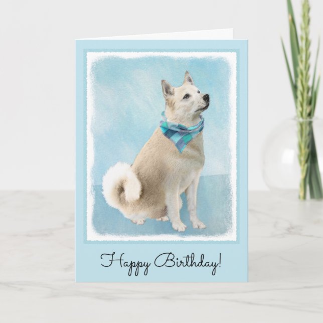 Tarjeta Pintura noruega de Buhund - Arte original de perro (Anverso)