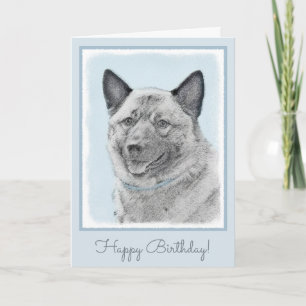 Tarjeta Pintura noruega de elkhound - Arte original de per