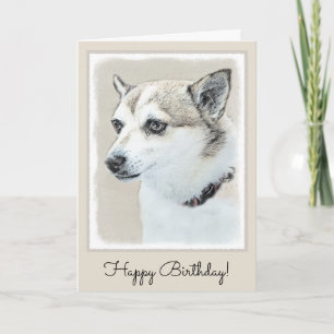 Tarjeta Pintura noruega de Lundehund - Arte original del p