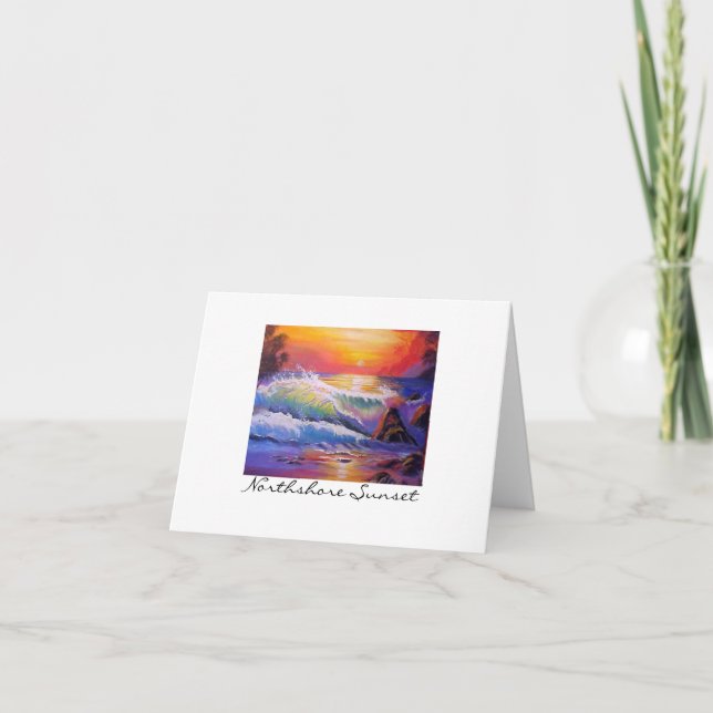 Tarjeta Pintura original de la puesta del sol de (Anverso)