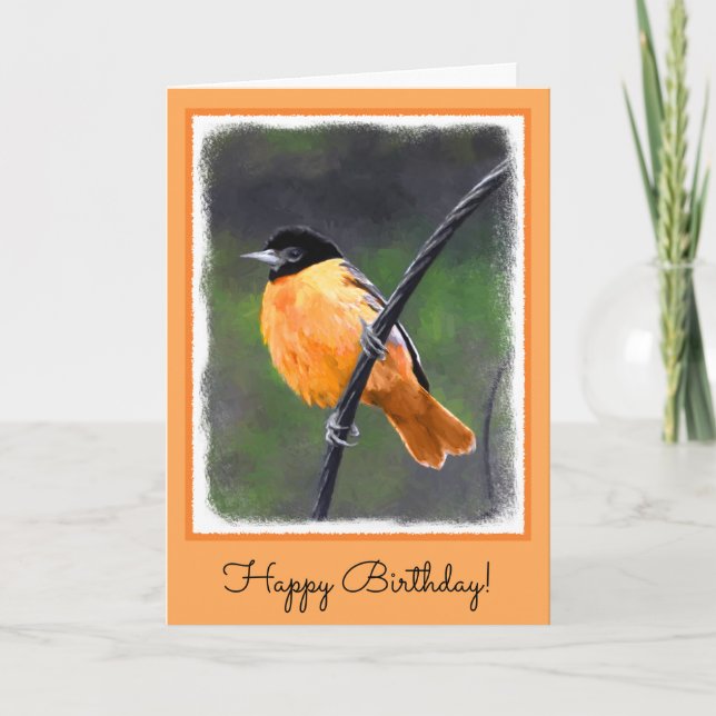 Tarjeta Pintura Oriole - Arte original de aves (Anverso)
