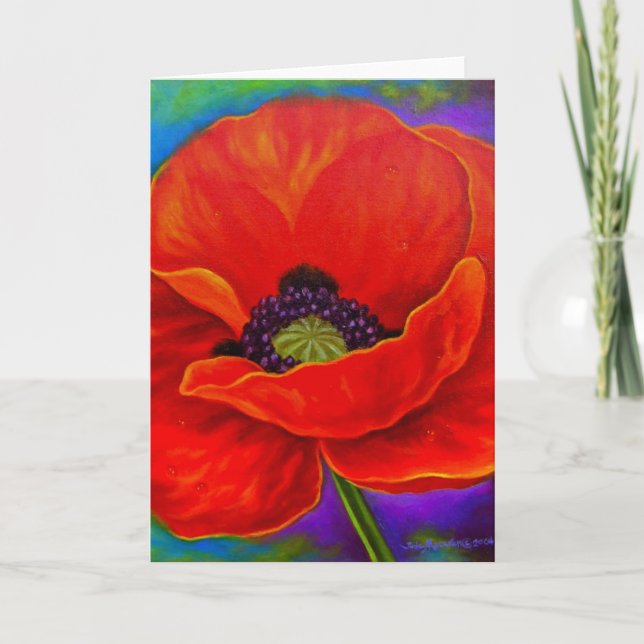 Tarjeta Pintura roja de la flor de la amapola - multi (Anverso)