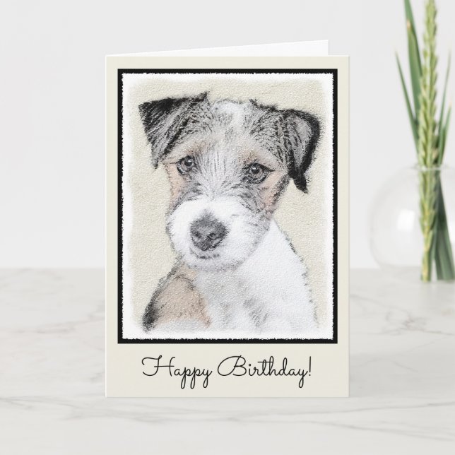Tarjeta Pintura Rusell Terrier - Arte Perro Original (Anverso)