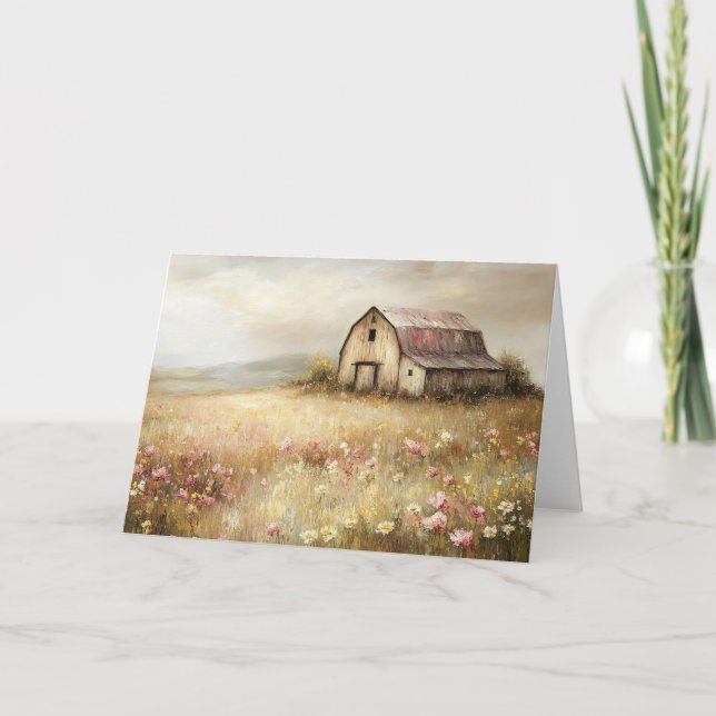Tarjeta Pintura rústica de campo de flores silvestres en e (Anverso)