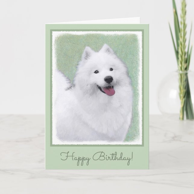 Tarjeta Pintura Samoyed - Arte Perro Original Cuto (Anverso)