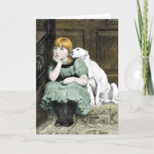 Tarjeta Pintura victoriana Chica Adorativo del perro