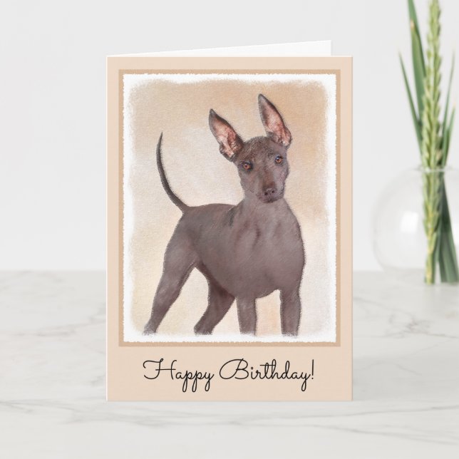 Tarjeta Pintura Xoloitzcuintli - Arte Perro Original Cuto (Anverso)
