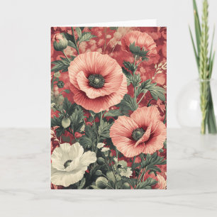 Tarjeta Pinturas blancas rosadas de estilo Art. Floral