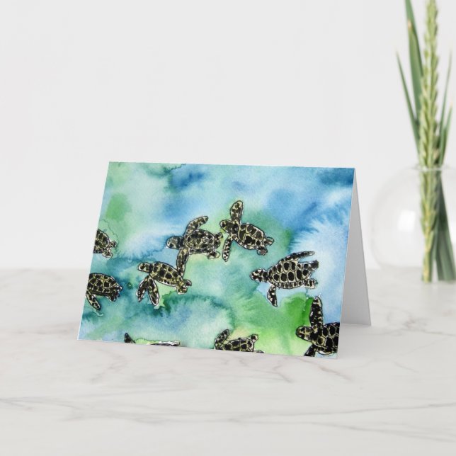 Tarjeta pinturas de animales salvajes de tortugas marinas  (Anverso)