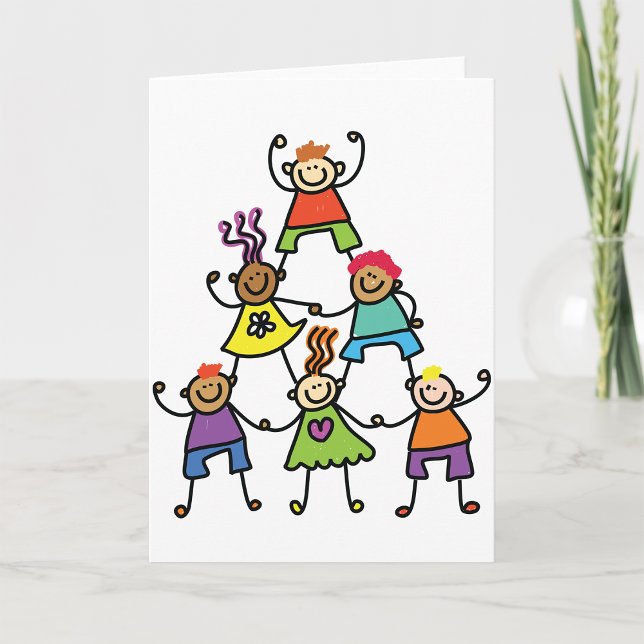 Tarjeta Pirámide de amistad de niños coloridos (Subido por el creador)