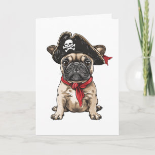Tarjeta Pirata Bulldog francés Skull Crossbone