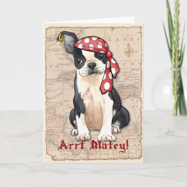 Tarjeta Pirata de Boston Terrier (Anverso)