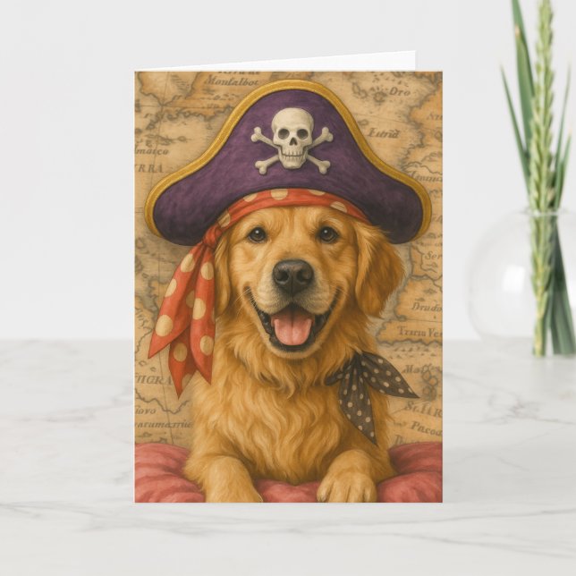 Tarjeta Pirata de Golden Retriever (Anverso)
