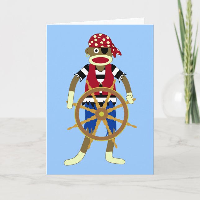 Tarjeta Pirata de mono de sock (Anverso)