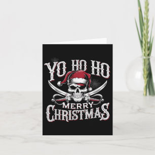 Tarjeta Pirata de vacaciones Yo Ho Feliz Navidad Santa Hat