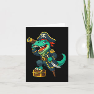 Tarjeta Pirata Dinosaurio T Rex Red Bandana Funny Hallowee