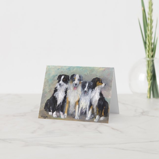 Tarjeta Pirata e hijas - pastores australianos (Anverso)