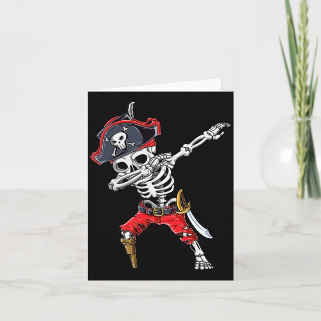 Tarjeta Pirata esqueleto haciendo dab (Anverso)