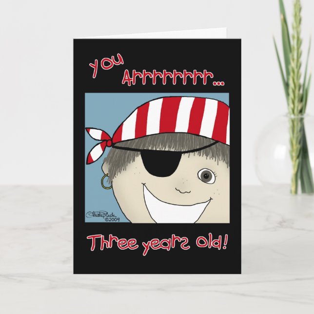 Tarjeta Pirate Boy de tres años (Anverso)