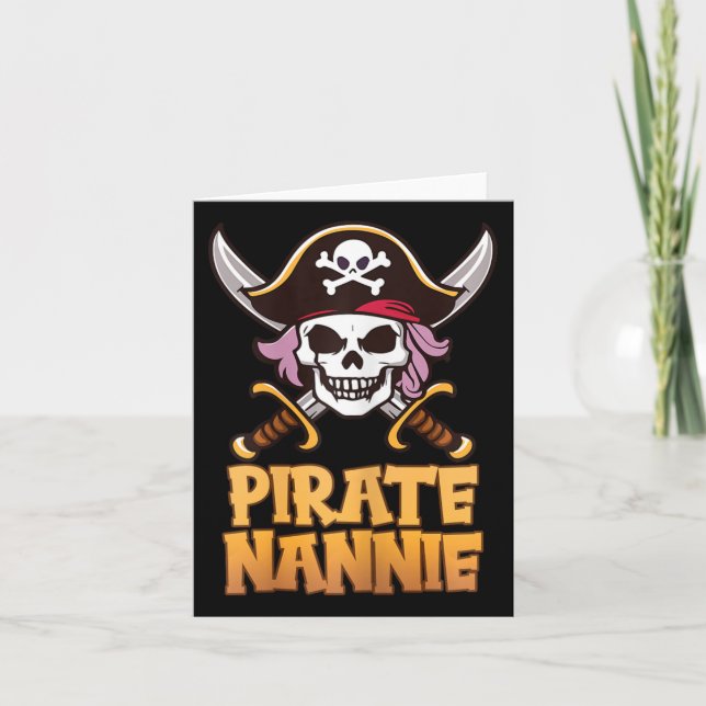 Tarjeta Pirate Nannie Funny Capitán Abuela Costo Halloween (Anverso)