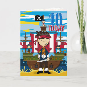 Tarjeta Pirate Ship Scene 10th Birthday Card