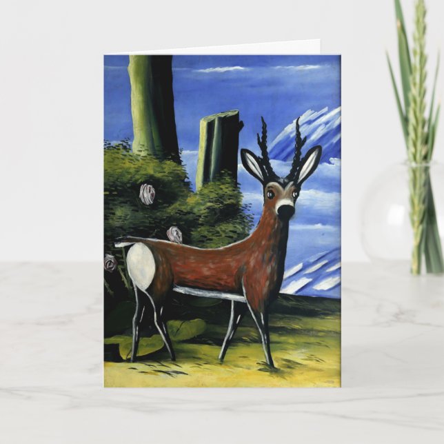 Tarjeta Pirosmani - Roe Deer, Paisaje en el fondo (Anverso)