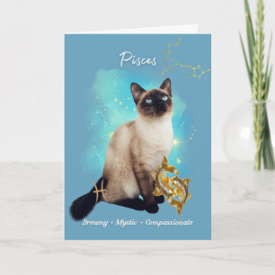 Tarjeta Pisces Cat Birthday Card