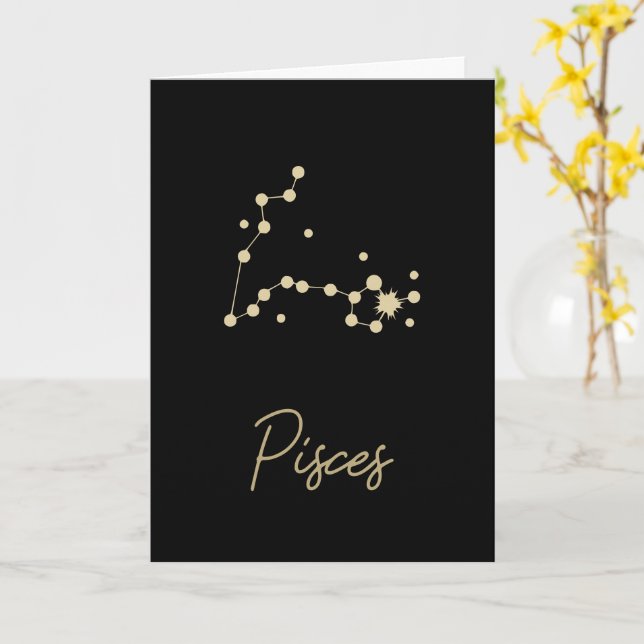 Tarjeta Pisces Constellation Zodiac (flor amarilla)