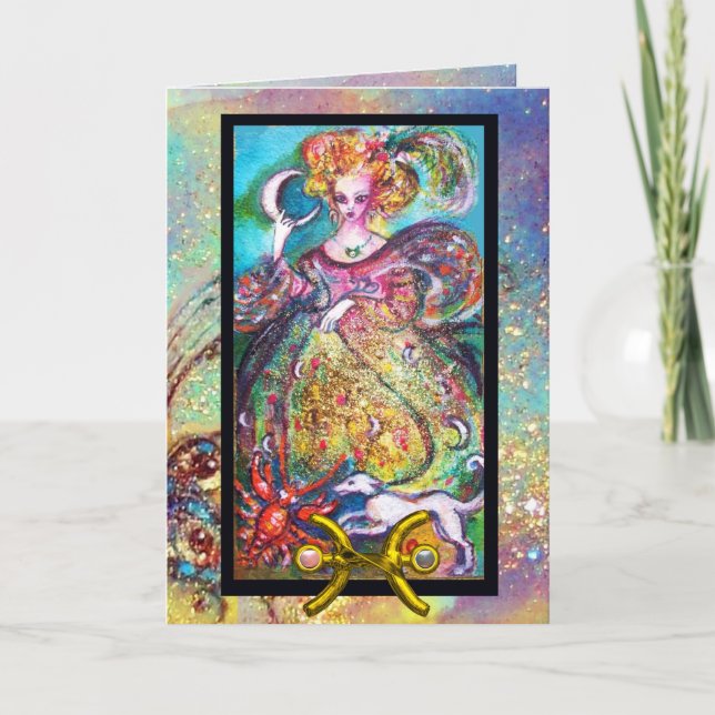 TARJETA PISCES, DAMA DE LUNA, ASTROLOGÍA DE TAROT ZODIAC C (Anverso)