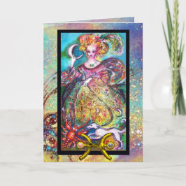 TARJETA PISCES, DAMA DE LUNA, ASTROLOGÍA DE TAROT ZODIAC C