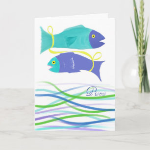 Tarjeta Pisces Fish Birthday-Colorous Fish Art