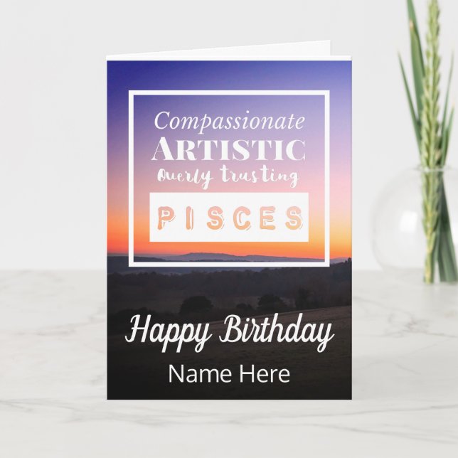 Tarjeta Pisces Zodiac Características del Divertido Cumple (Anverso)