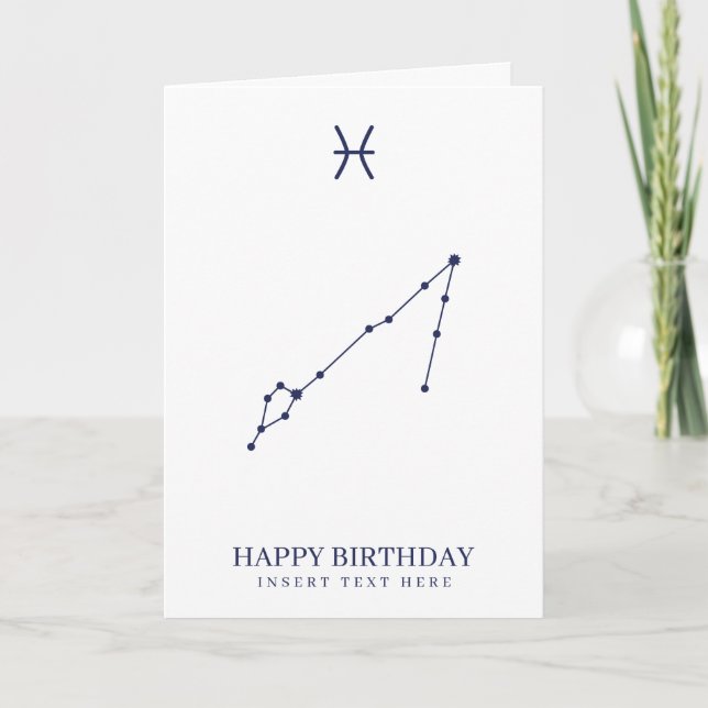 Tarjeta Pisces Zodiac Star Sign Personalizado Cumpleaños (Anverso)