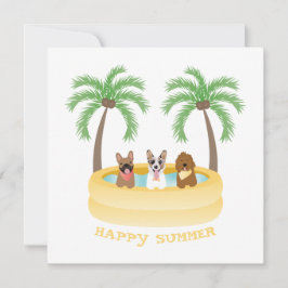 Tarjeta Piscina de perros de verano felices