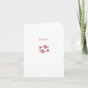 Tarjeta Piscis rosa, impresión de signo zodiacal y estrell