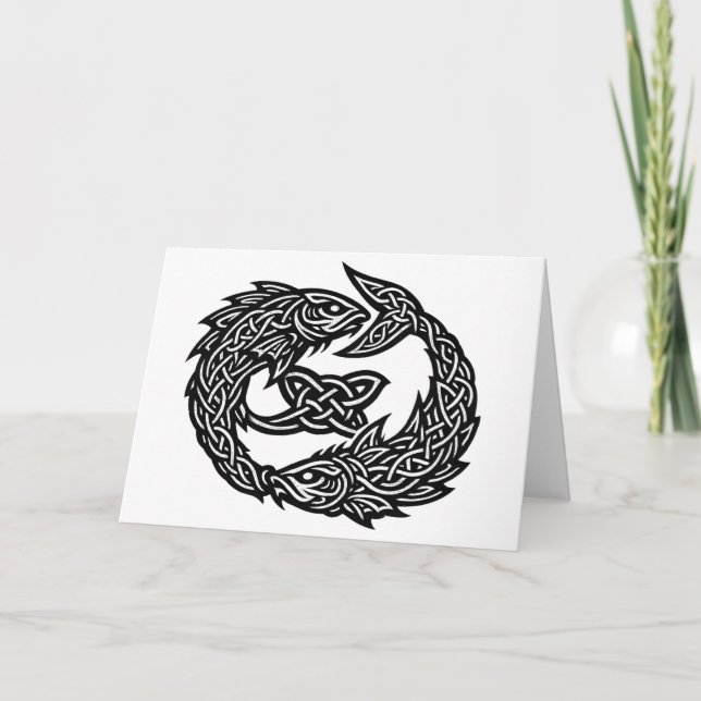 Tarjeta Piscis Sigilo Celta de Doble Corriente | BurnsInHe (Anverso)