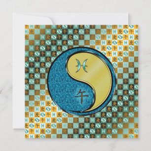 Tarjeta Piscis y caballo Metalizado