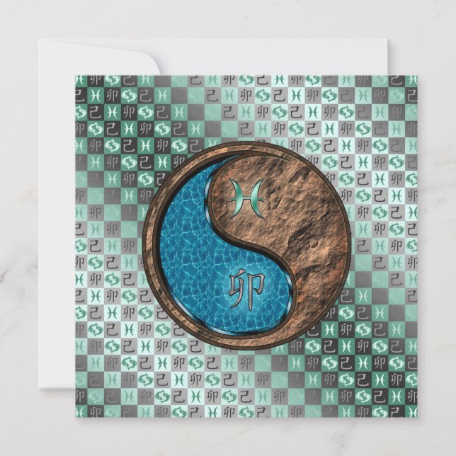 Tarjeta Piscis y conejo terrestre (Anverso)