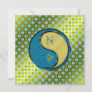 Tarjeta Piscis y mono Metalizado