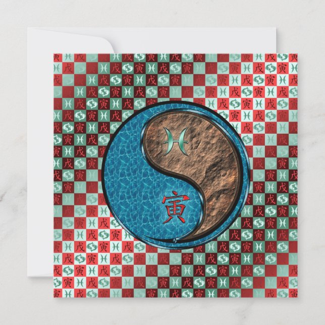 Tarjeta Piscis y tigre terrestre (Anverso)