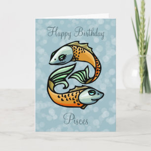 Tarjeta Pisos coloridos pescan en cumpleaños azul