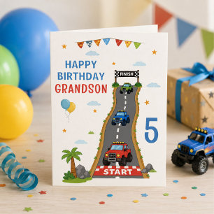 Tarjeta Pista de Camiones Monstruo Feliz Cumpleaños Nieto