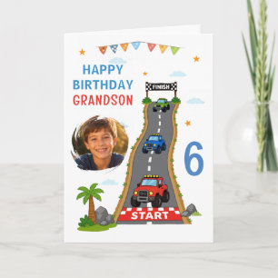 Tarjeta Pista de Camiones Monstruo Feliz Cumpleaños Nieto 