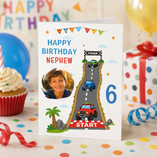 Tarjeta Pista de Camiones Monstruo Feliz Cumpleaños Sobrin