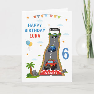 Tarjeta Pista de carreras de camiones monstruo Feliz Cumpl