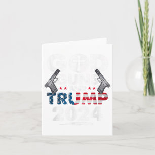 Tarjeta Pistolas De Dios Y Bandera Estadounidense De Trump