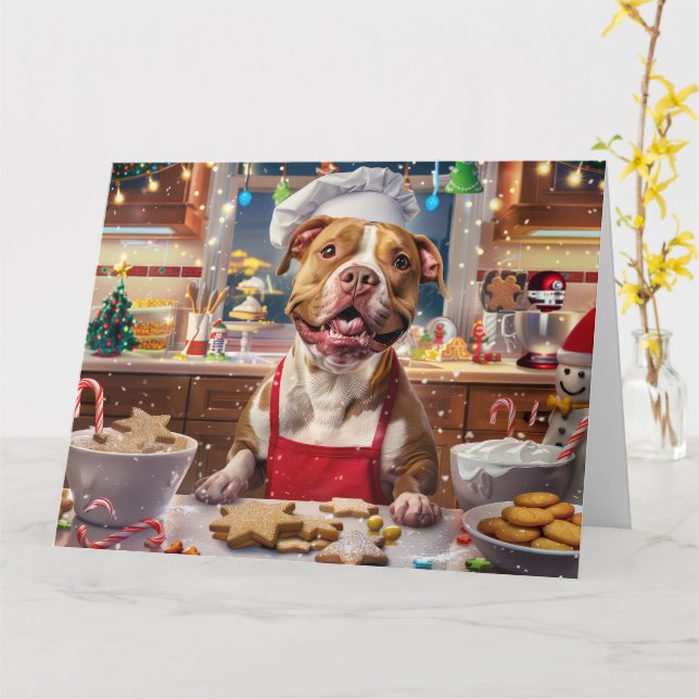 Tarjeta Pit Bull Holiday Baking: Navidades Festivas  (flor amarilla)