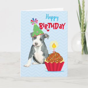 Tarjeta Pit Bull para pastel de cumpleaños